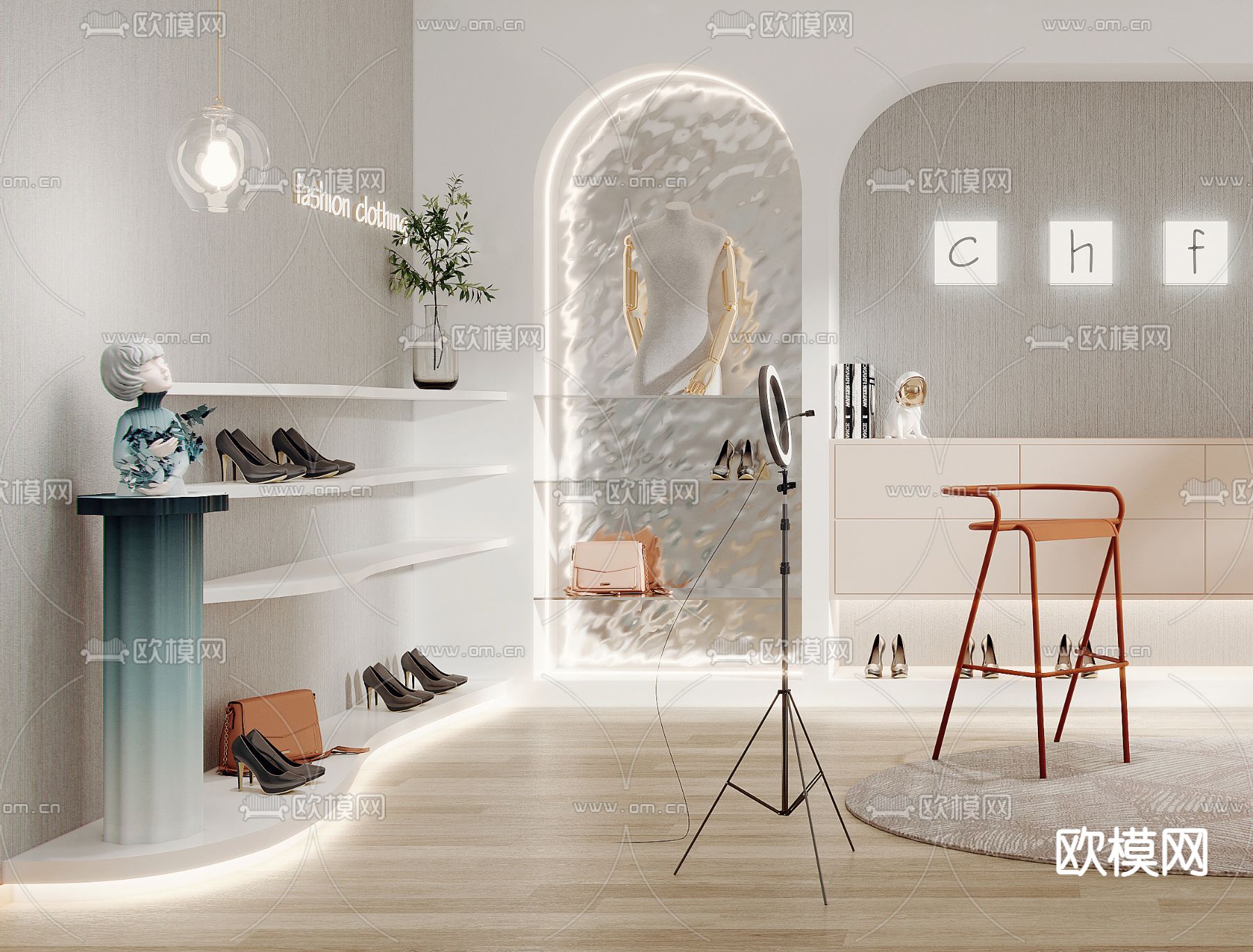 现代女装服装店直播间3d模型