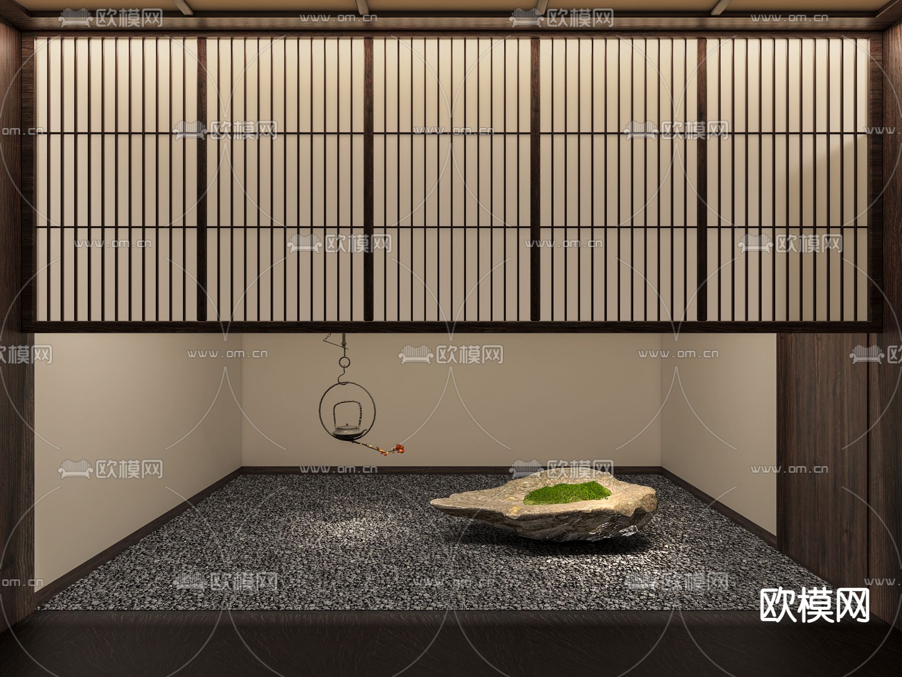 新中式室内景观园艺小品3d模型下载（渲染图1）