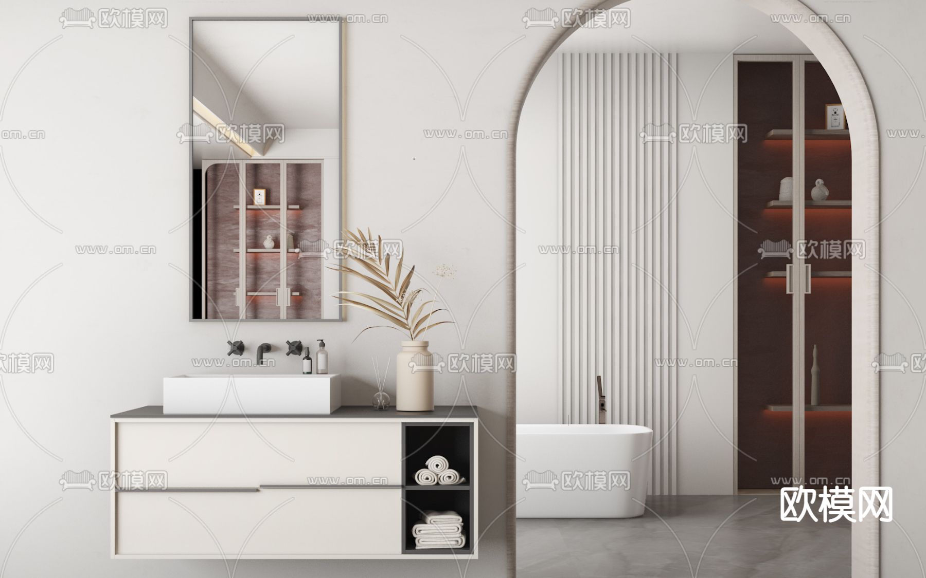 现代浴室柜洗手台3d模型下载