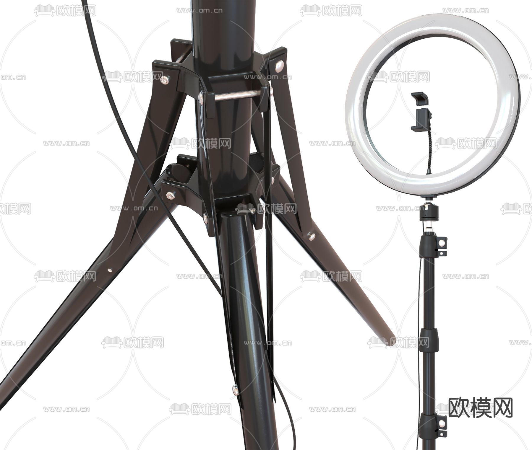 现代手机直播架补光灯3d模型