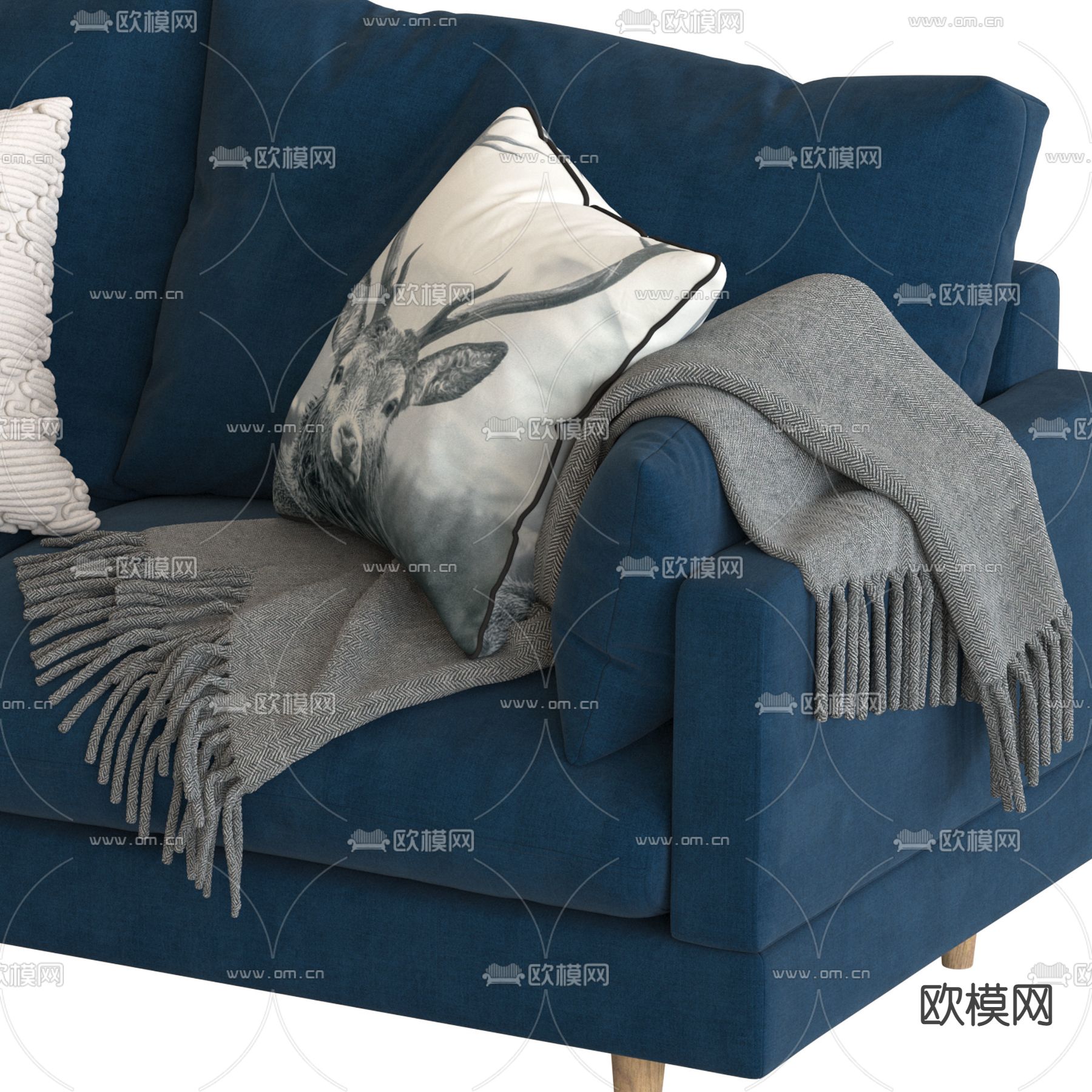 北欧布艺双人沙发3d模型下载（渲染图3）