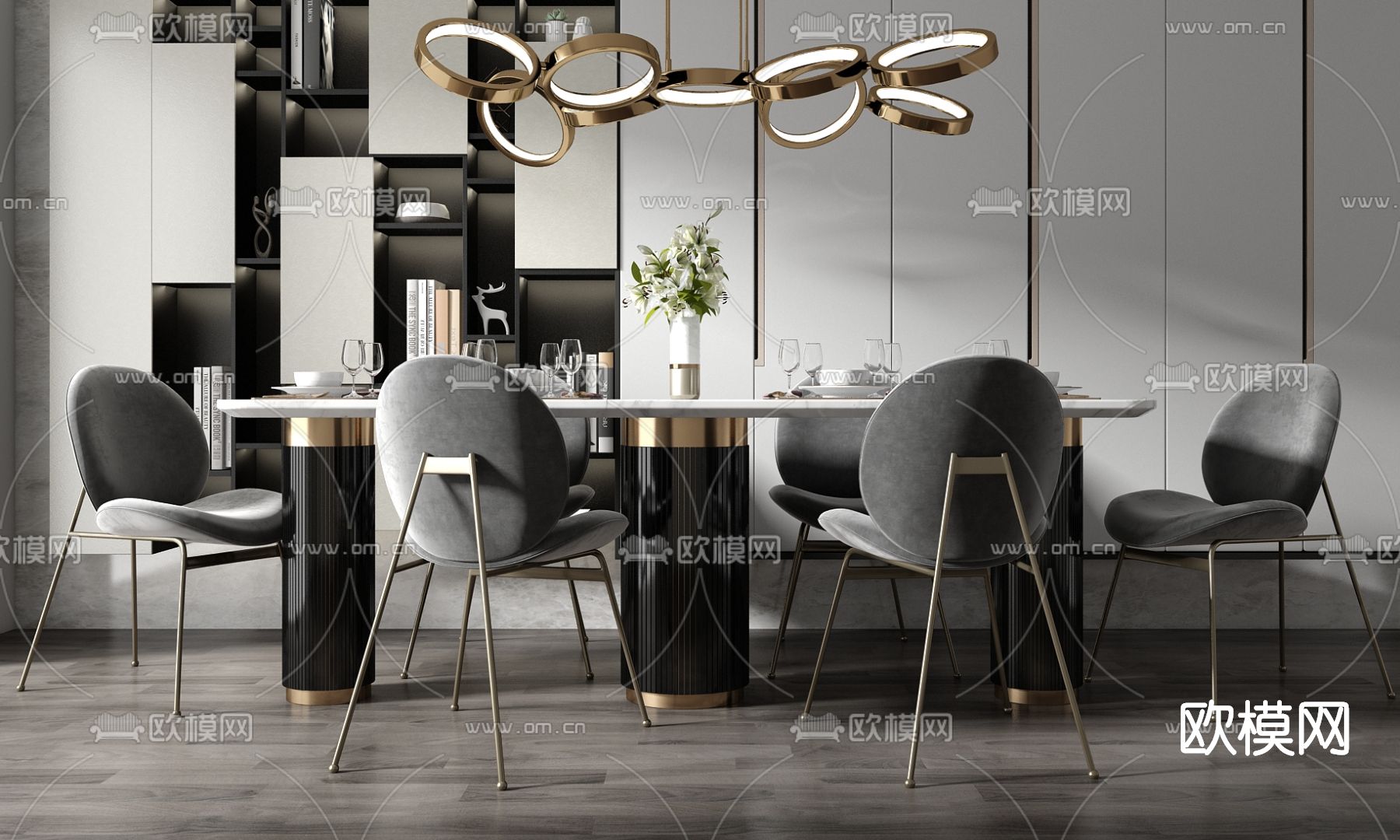 现代轻奢餐桌椅su模型下载