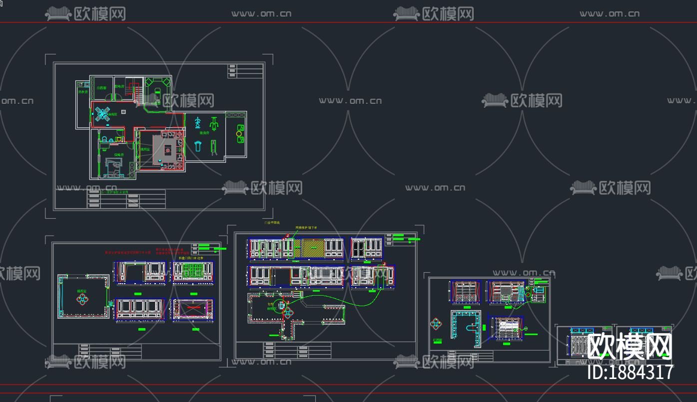 别墅cad平面布置图下载（渲染图6）