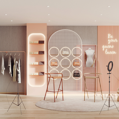 现代女装服装店直播间3d模型