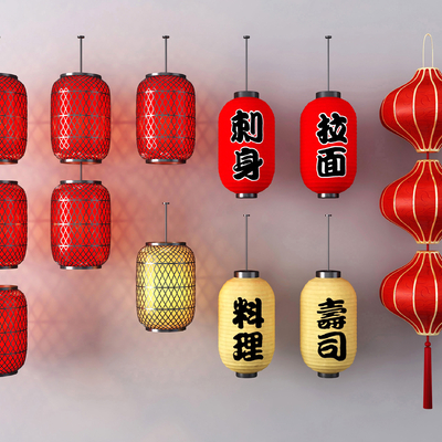  新中式灯笼su模型 