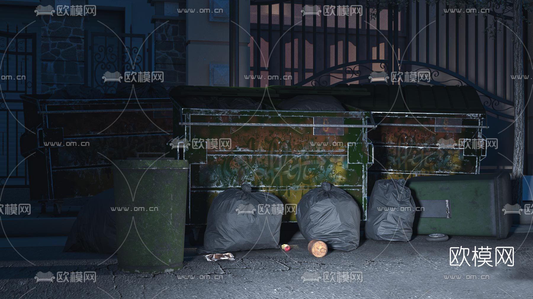 现代垃圾桶免费3d模型下载