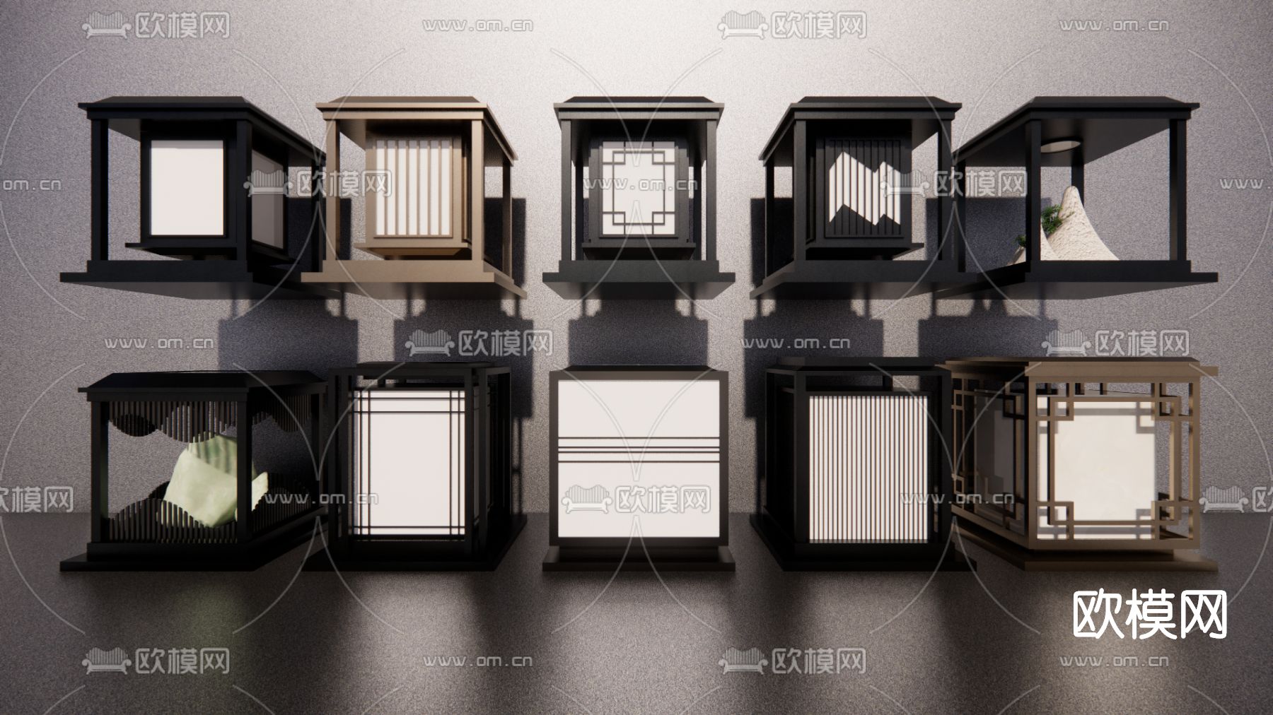 新中式草地灯庭院灯su模型下载（渲染图1）