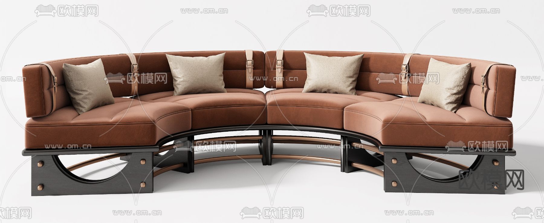 现代弧形沙发卡座组合3d模型下载（渲染图2）