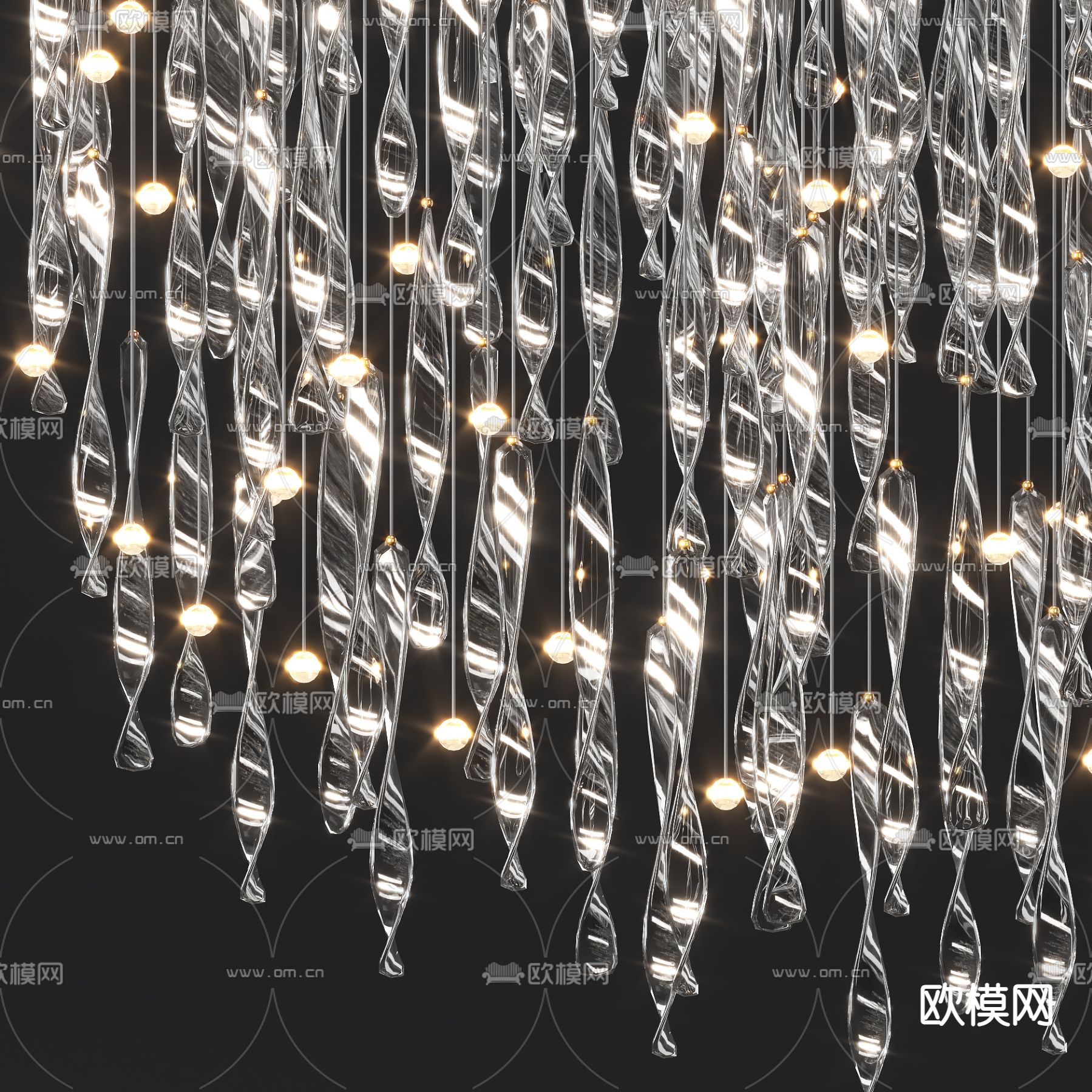 现代水晶装饰吊灯3d模型下载（渲染图2）