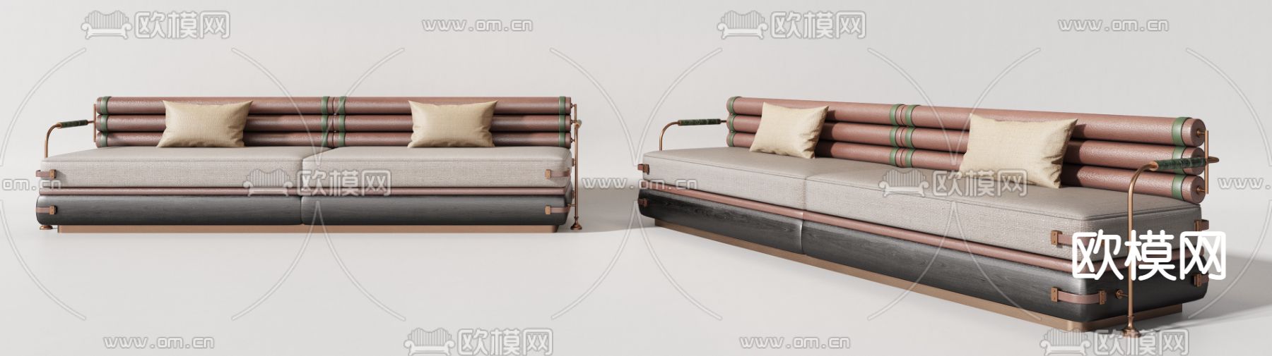 现代弧形沙发卡座组合3d模型下载（渲染图4）