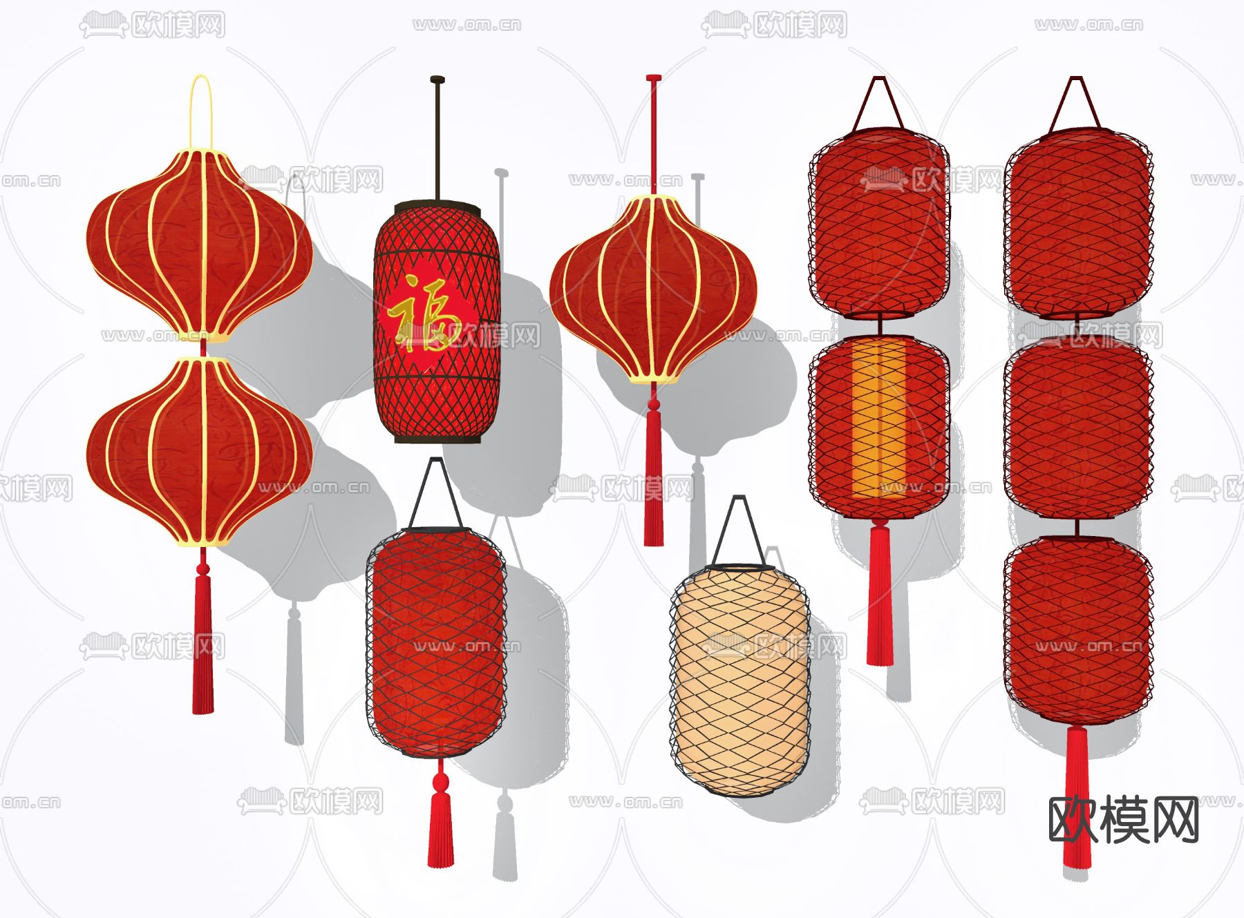 新中式灯笼su模型下载（渲染图2）