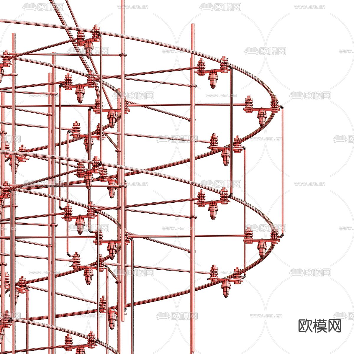 现代轻奢水晶吊灯3d模型下载（渲染图3）