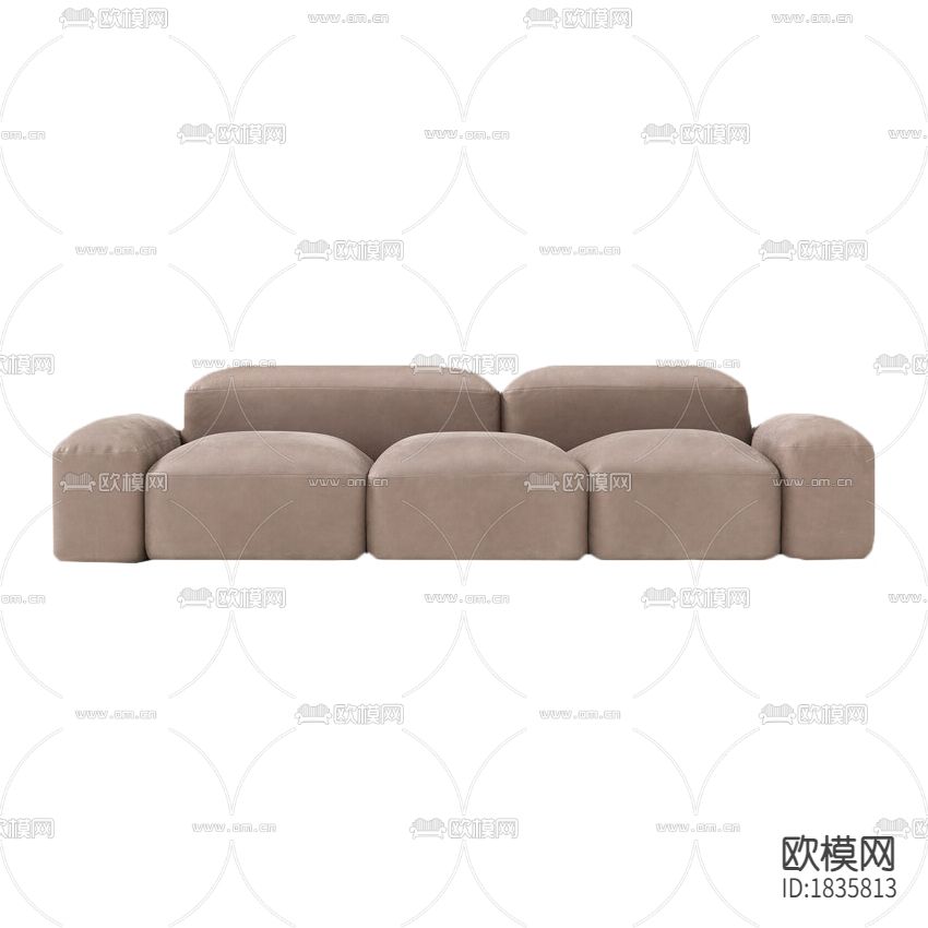 现代简约布艺三人沙发下载