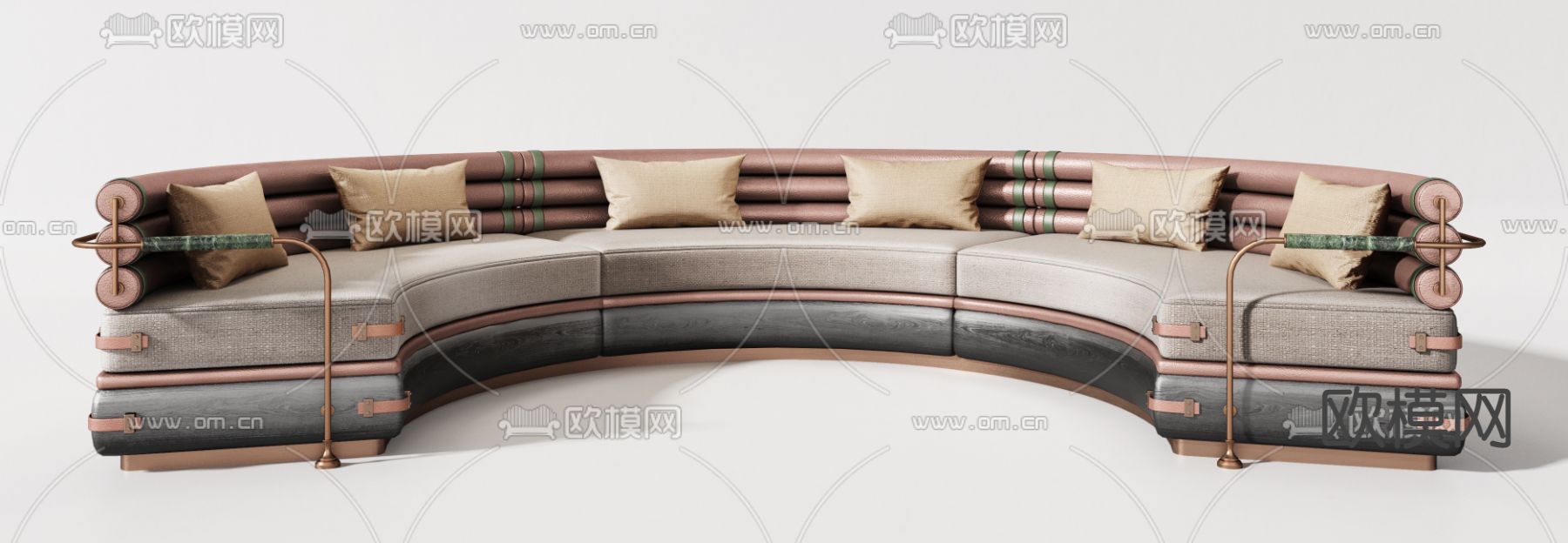 现代弧形沙发卡座组合3d模型下载（渲染图2）