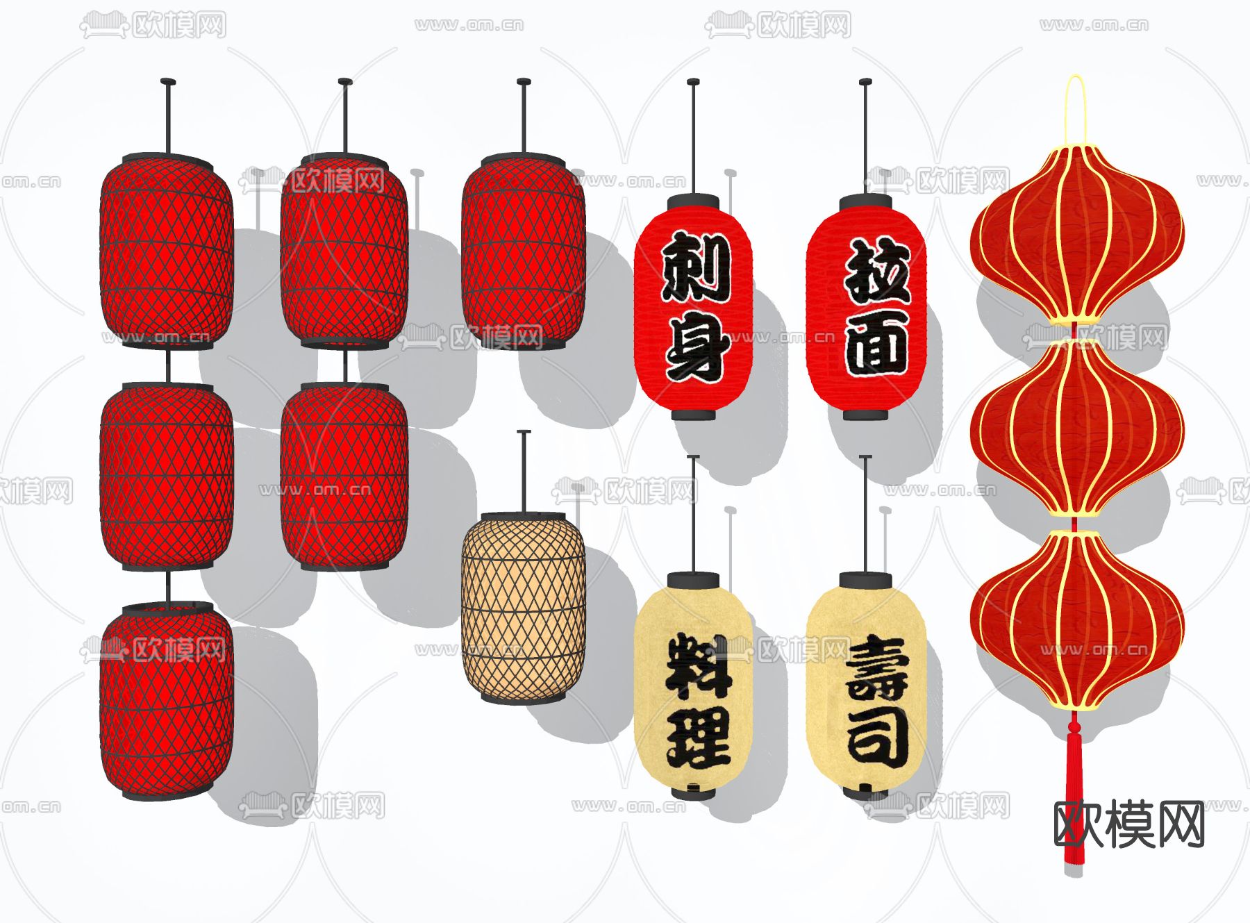 新中式灯笼su模型下载（渲染图2）