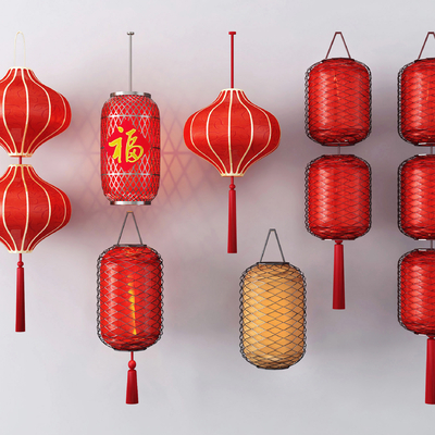  新中式灯笼su模型 