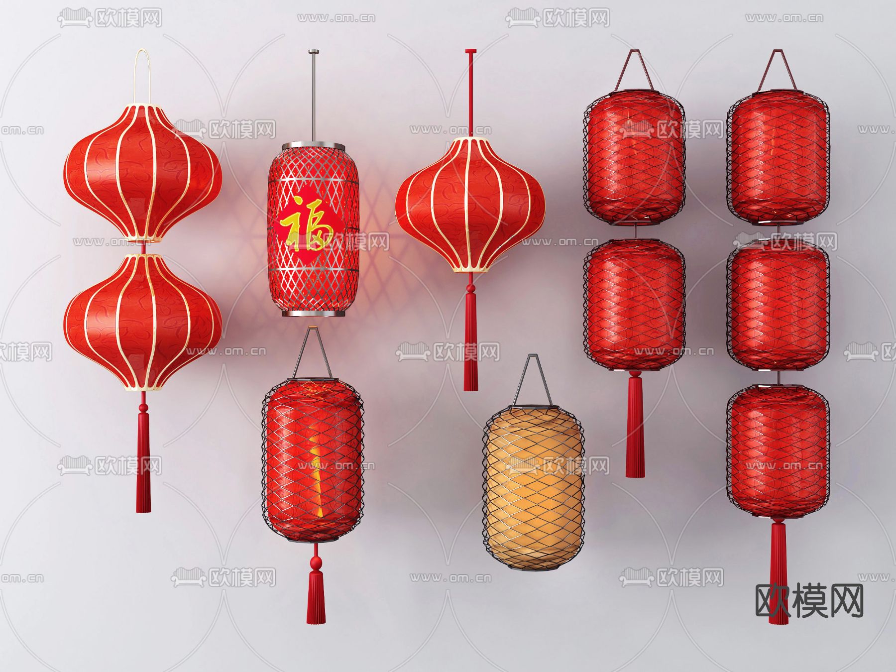 新中式灯笼su模型下载（渲染图1）