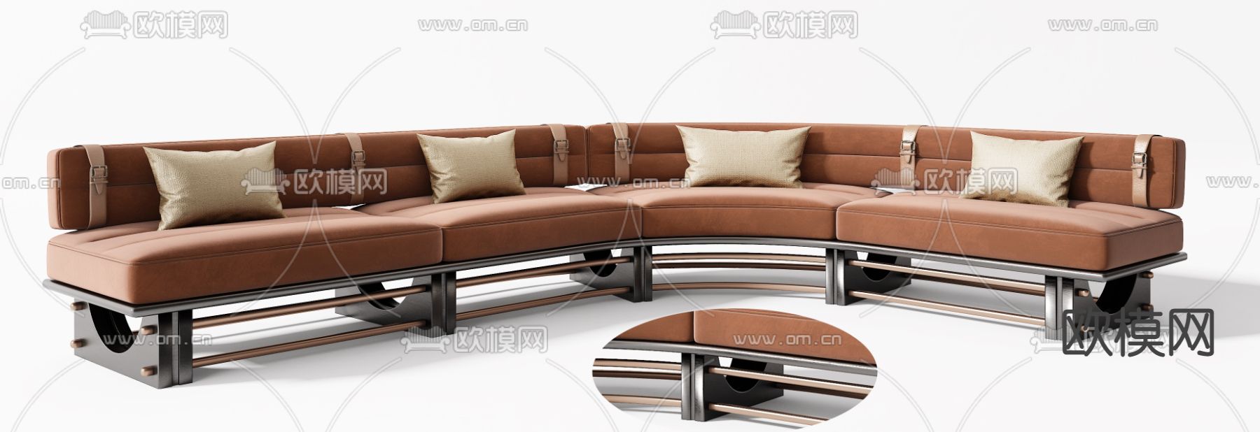 现代弧形沙发卡座组合3d模型下载（渲染图4）