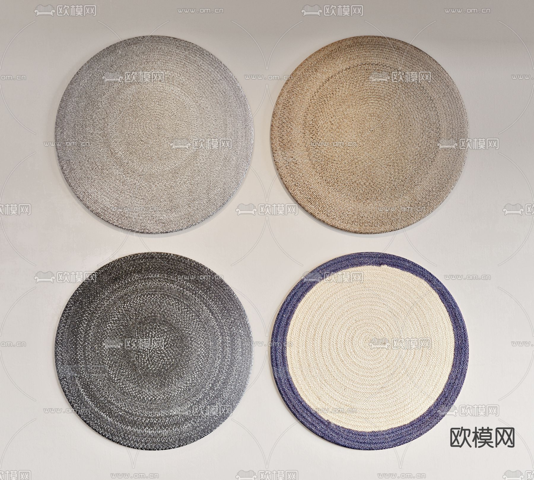 现代布艺圆形地毯3d模型