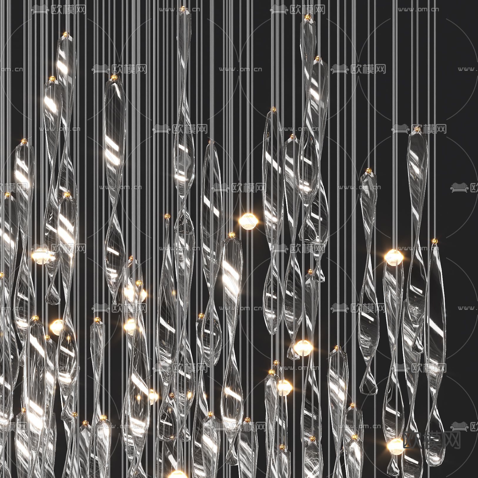 现代水晶装饰吊灯3d模型下载（渲染图3）