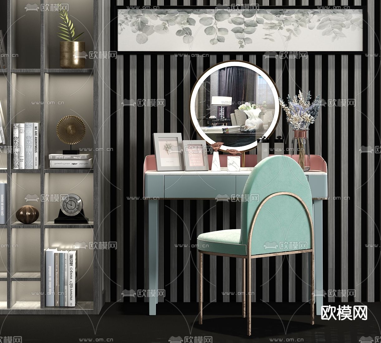 现代轻奢梳妆台su模型下载