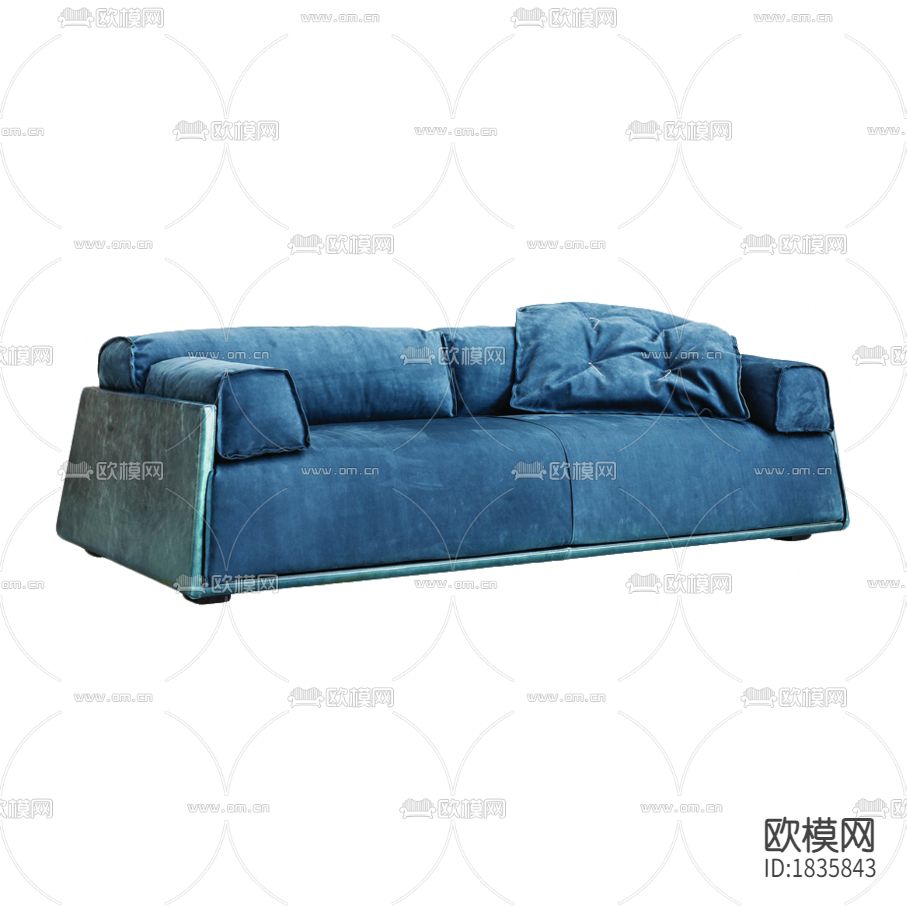 现代创意做旧不锈钢布艺三人沙发下载