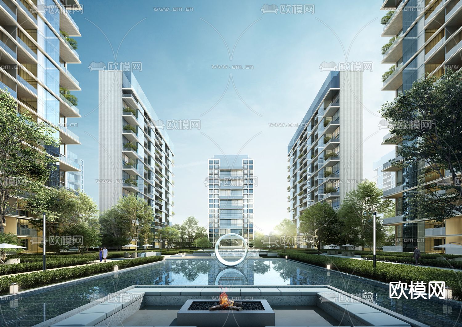 现代住宅小区建筑外观3d模型下载