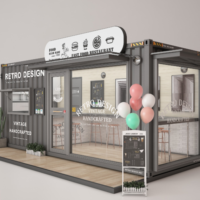  工业风集装箱咖啡厅su模型 