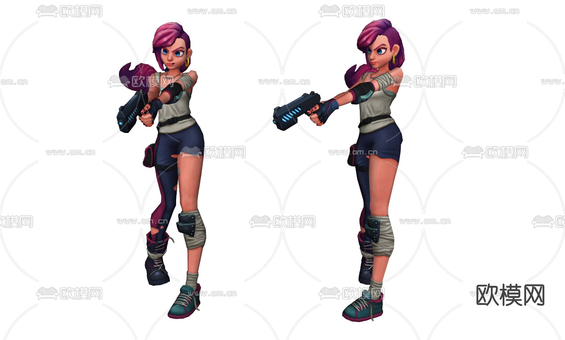 现代动漫人物角色su模型下载（渲染图2）