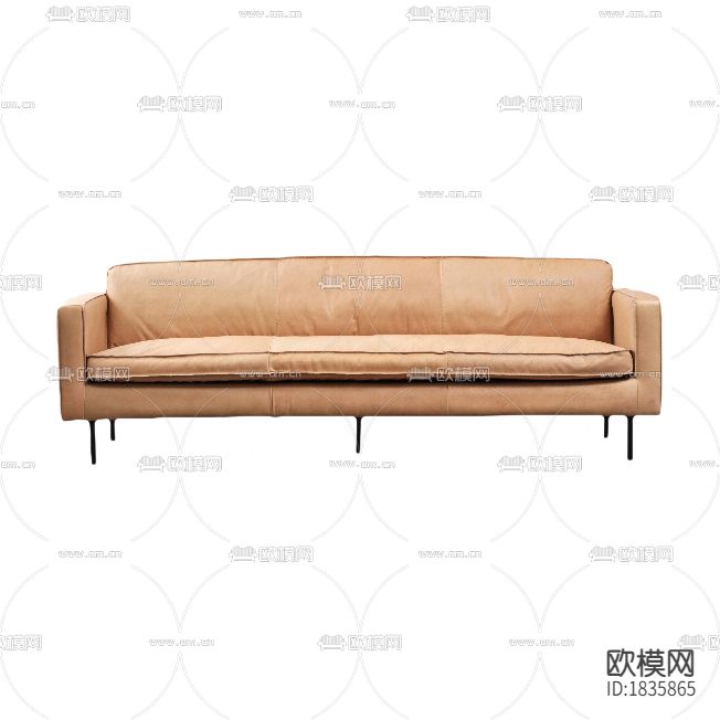 现代简约橙色布艺三人沙发