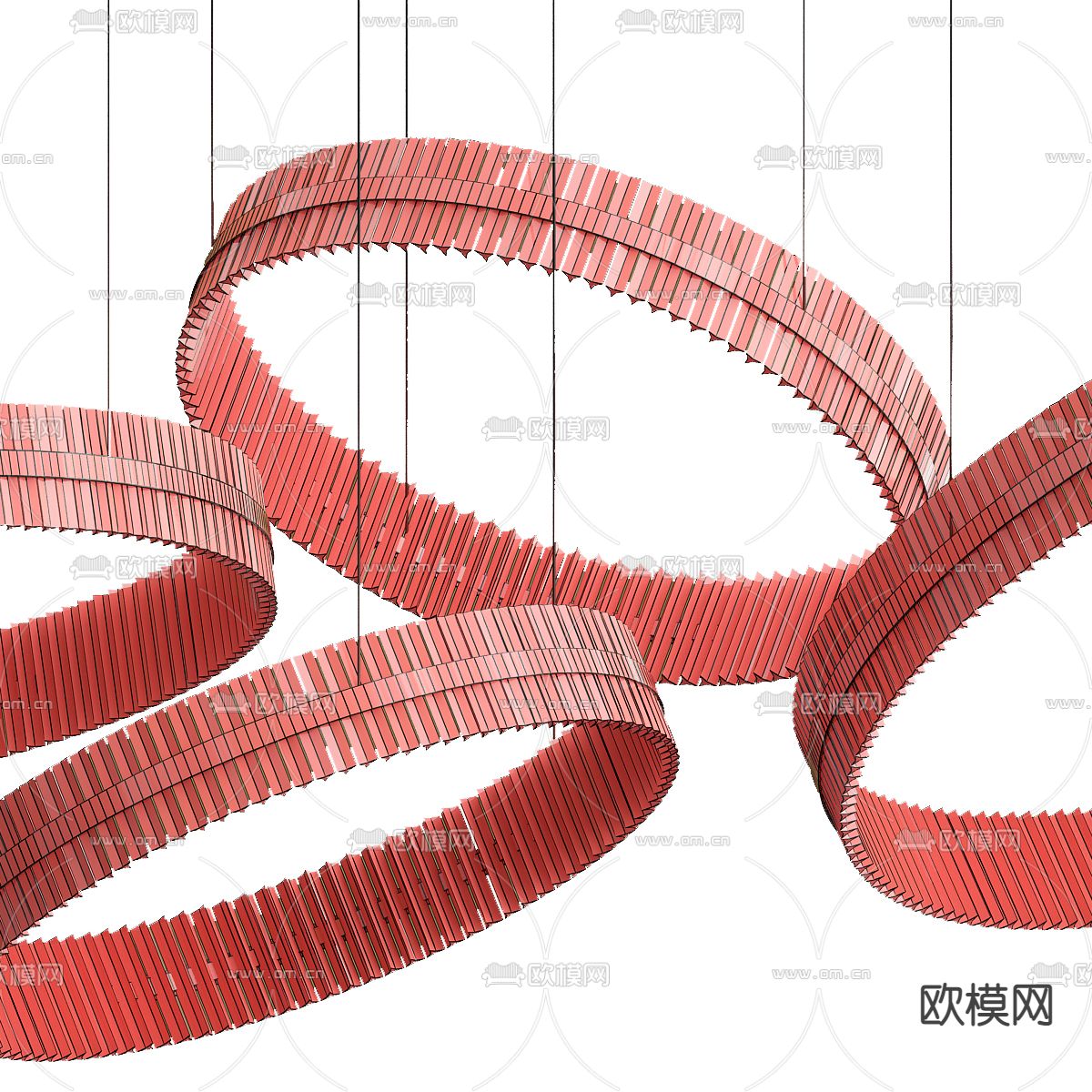 现代轻奢水晶双层吊灯3d模型下载（渲染图2）