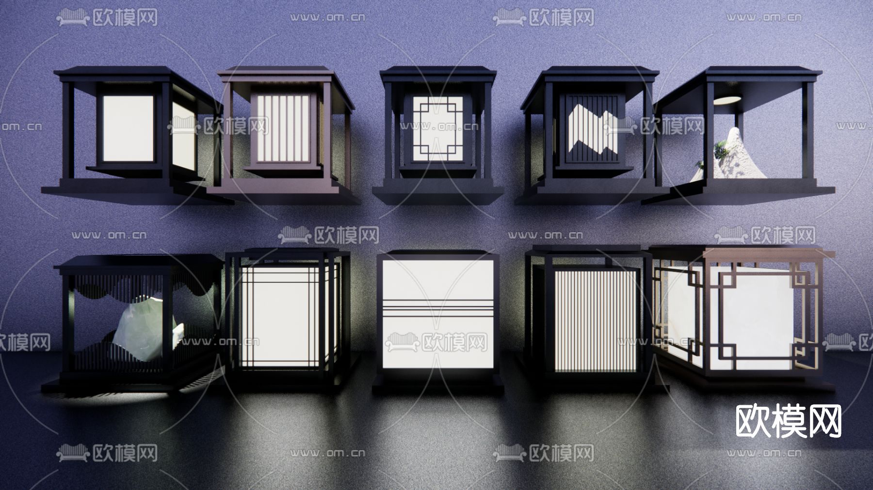 新中式草地灯庭院灯su模型下载（渲染图2）