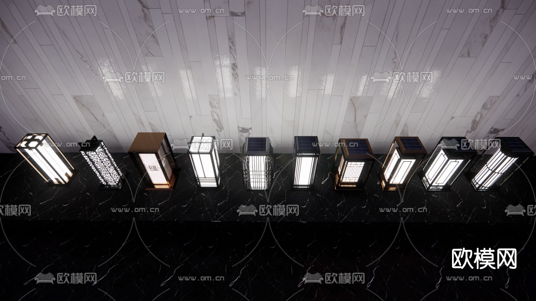 新中式庭院灯草坪灯su模型下载（渲染图3）