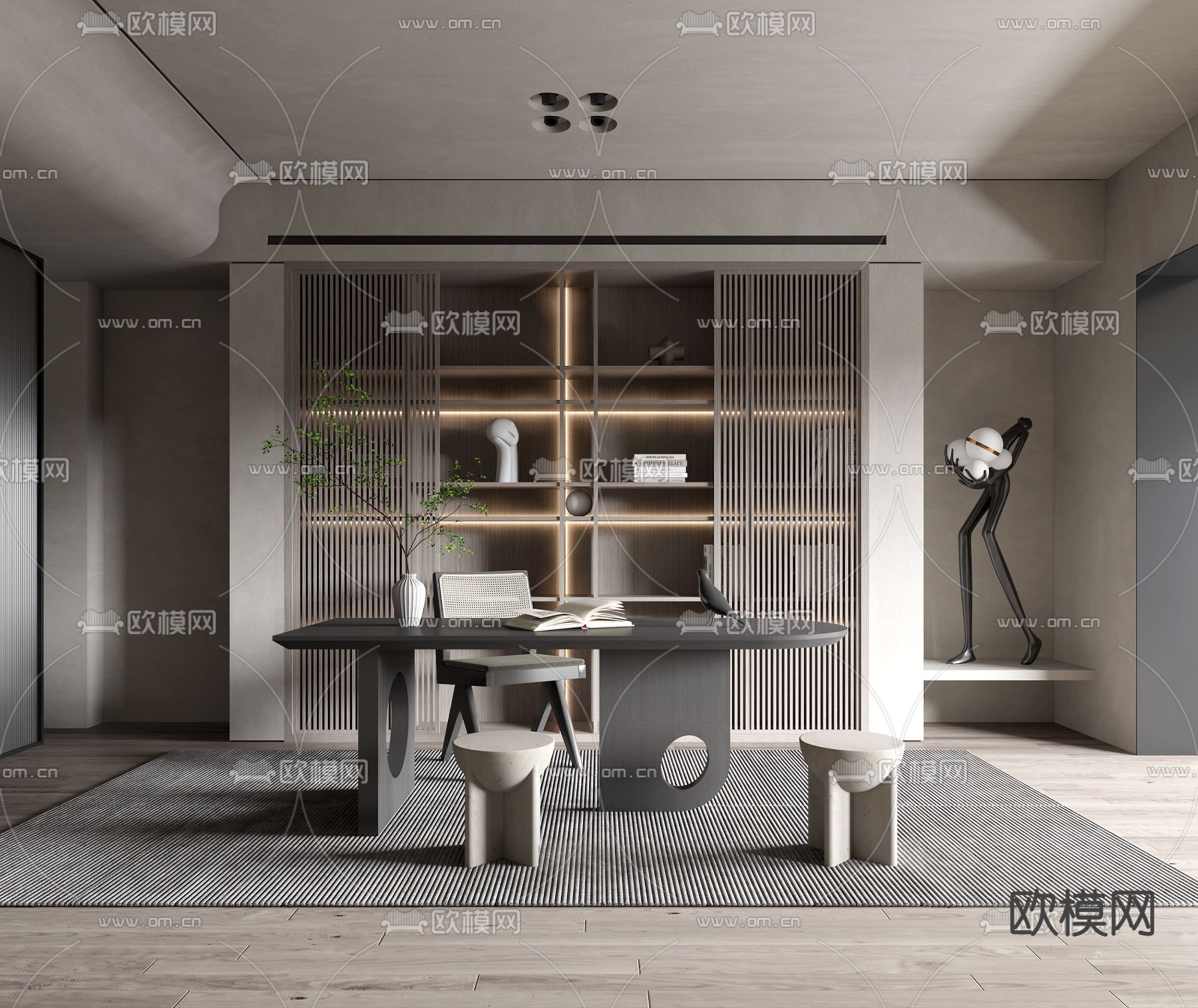 侘寂书房3d模型下载