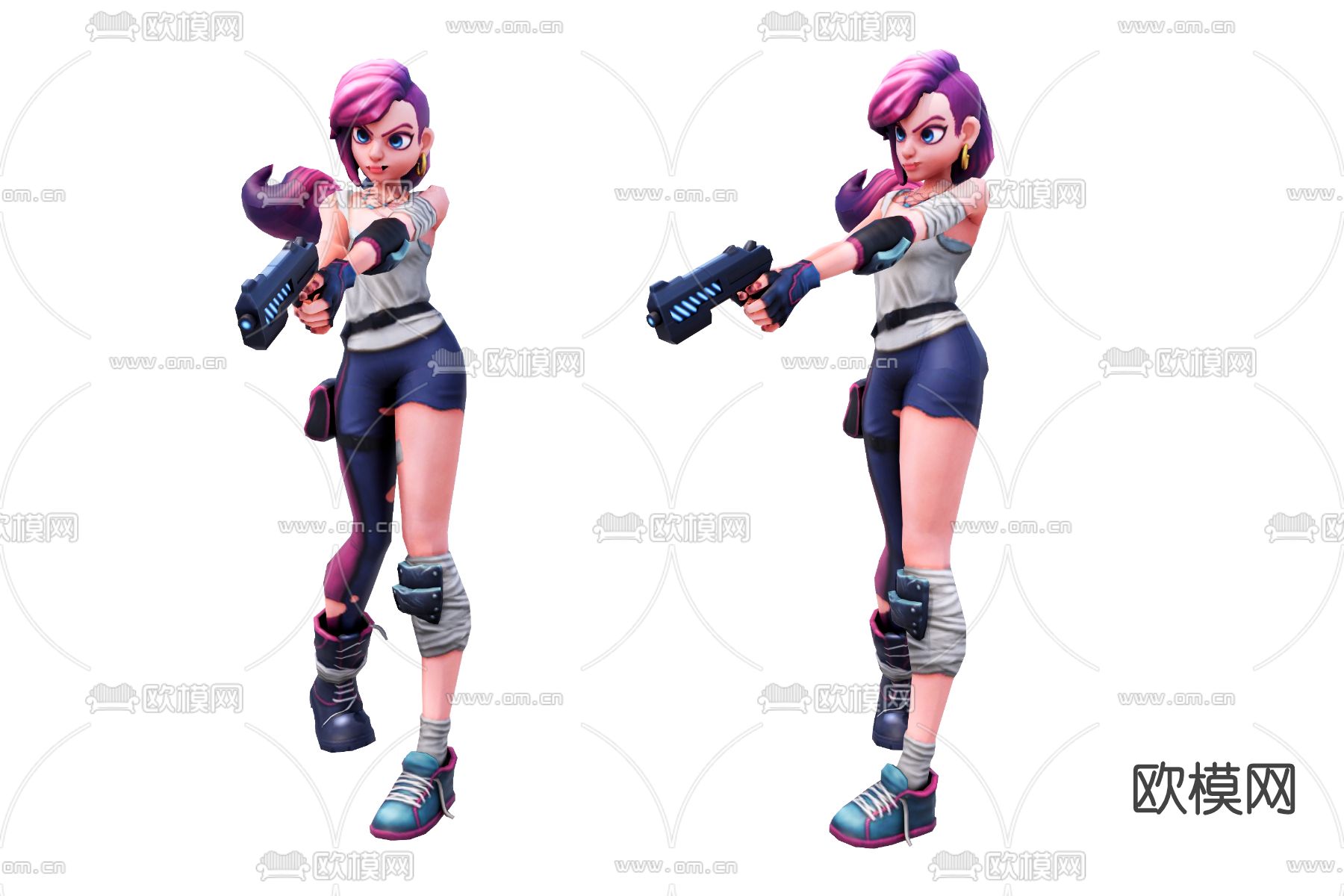 现代动漫人物角色su模型下载（渲染图1）