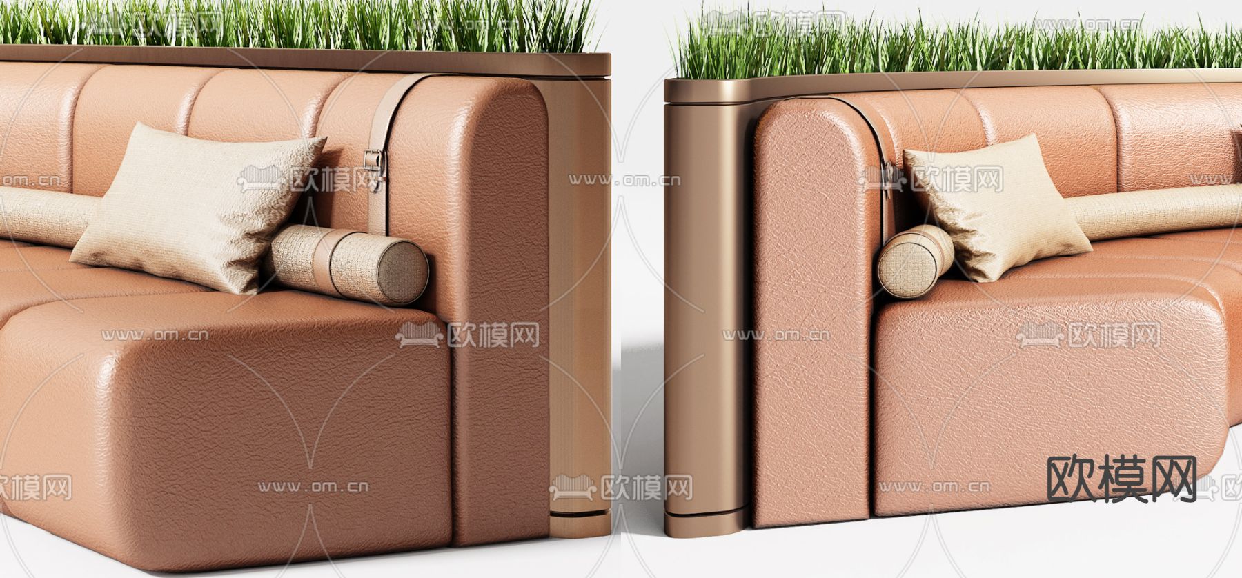 现代皮革弧形沙发卡座3d模型下载（渲染图4）