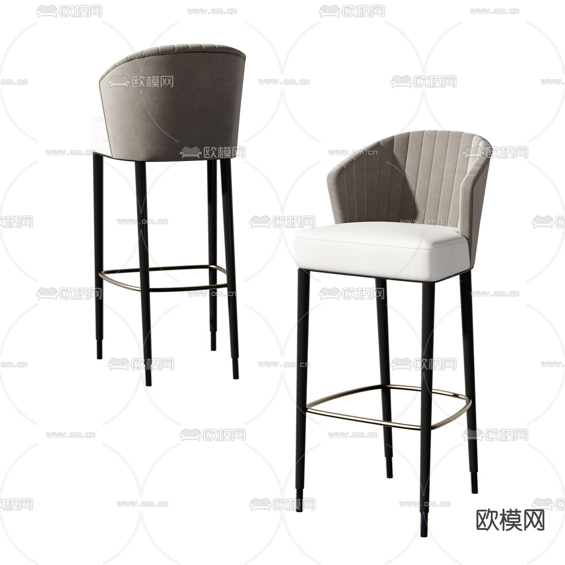 现代布艺吧椅3d模型