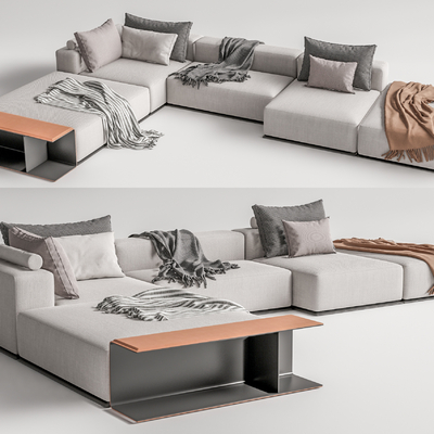 现代现代布艺转角沙发su模型