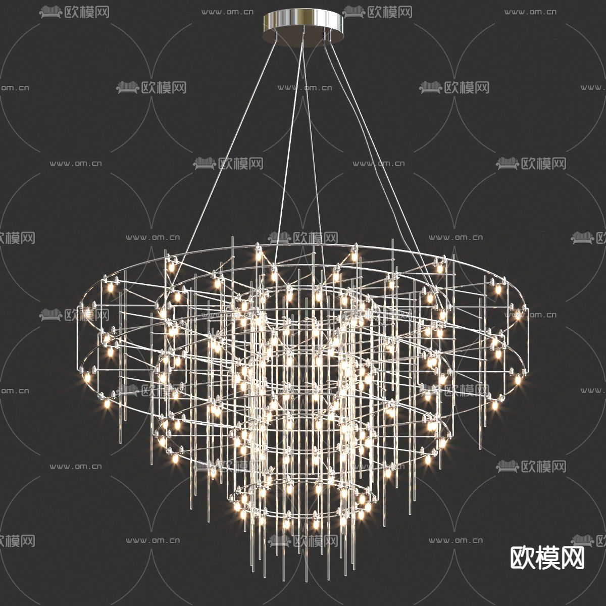 现代轻奢水晶吊灯3d模型下载（渲染图1）
