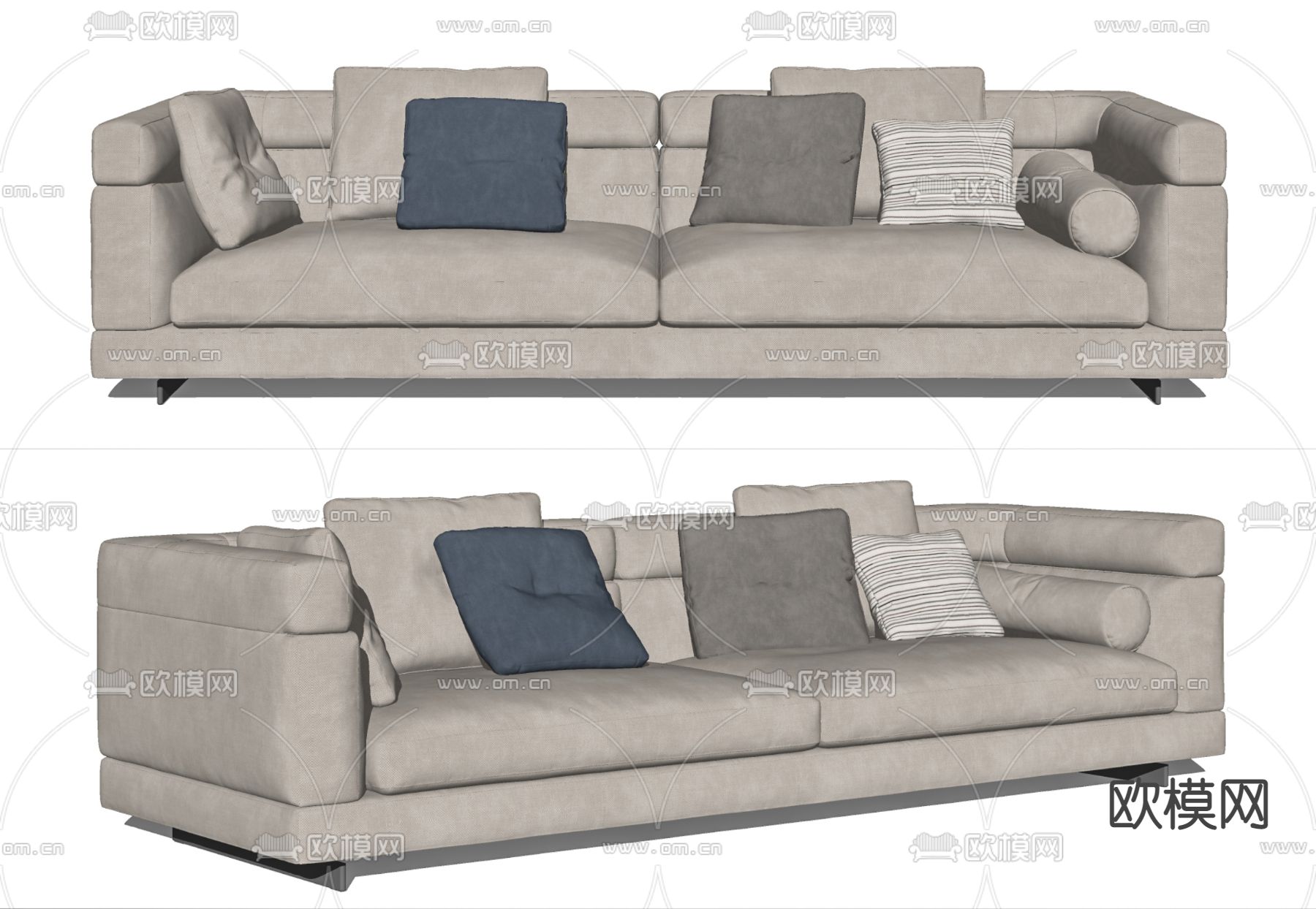 现代布艺双人沙发su模型