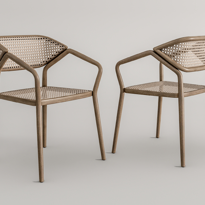 侘寂实木单椅su模型