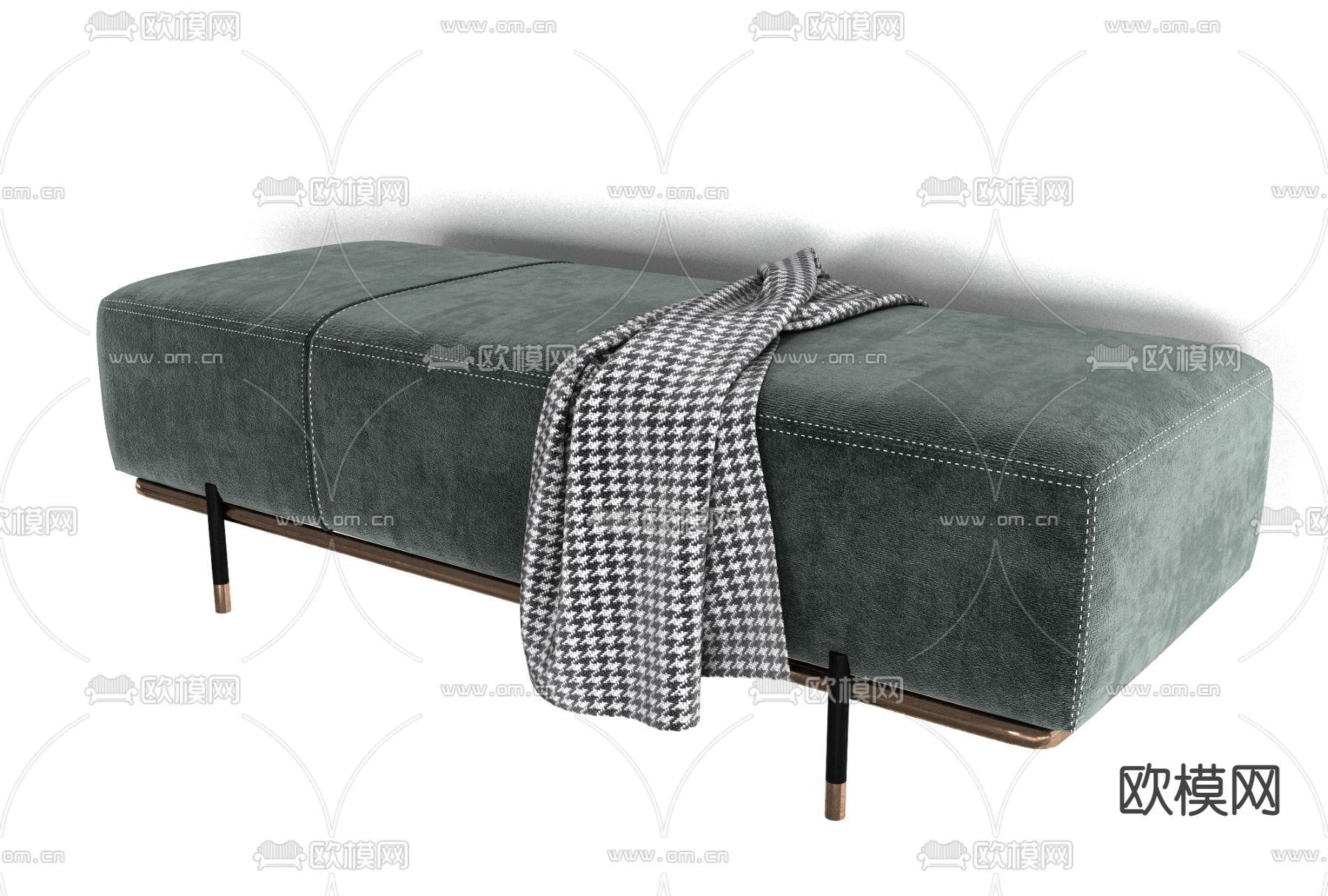 现代布艺脚踏免费3d模型下载