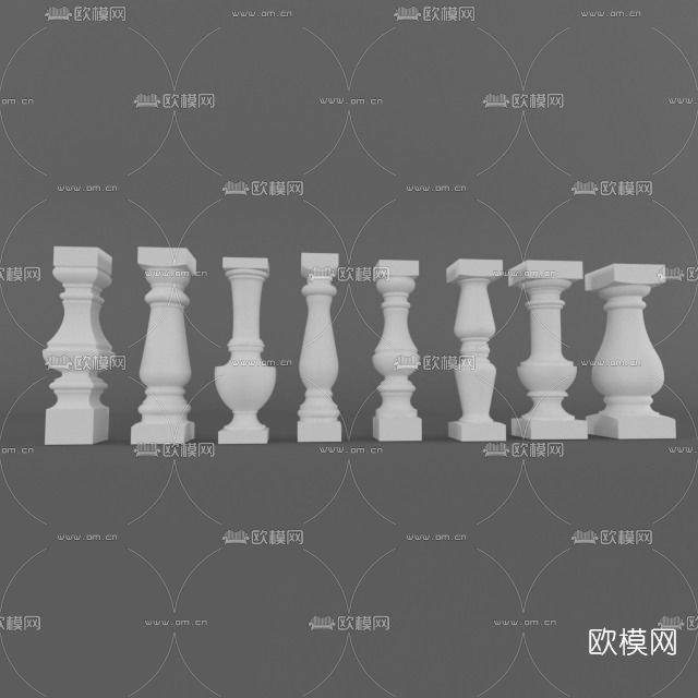 简欧护栏柱子免费3d模型下载
