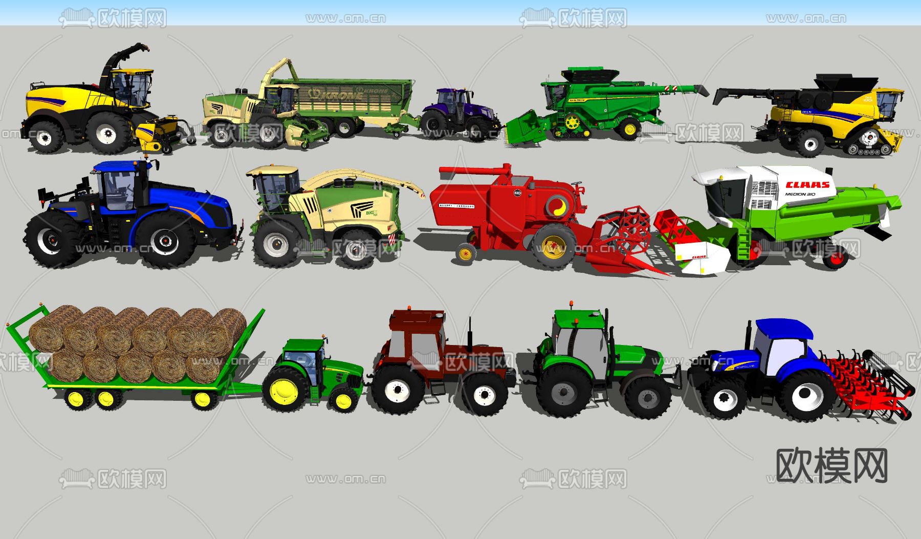 工业风收割机su模型下载