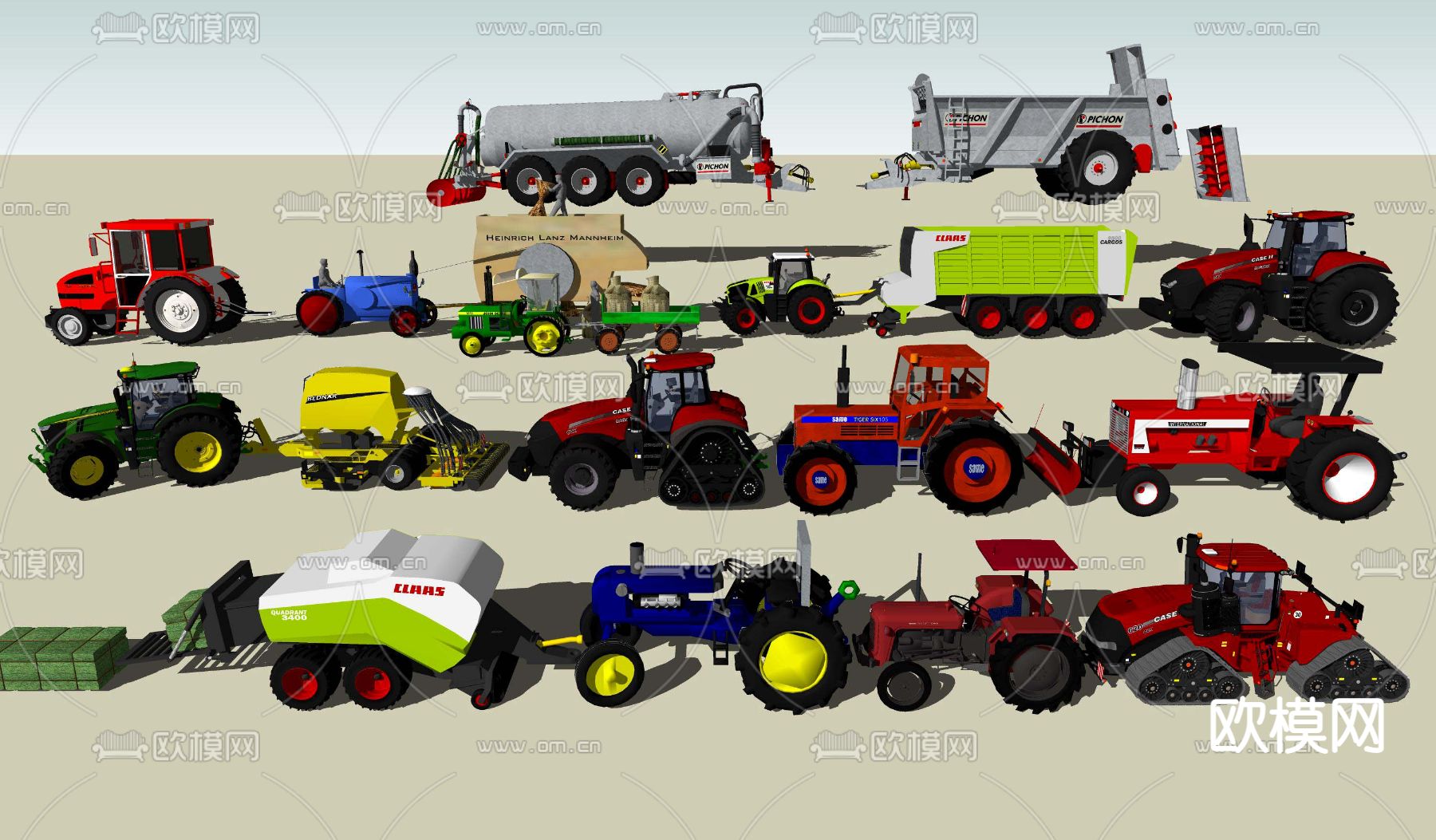 工业风收割机su模型下载