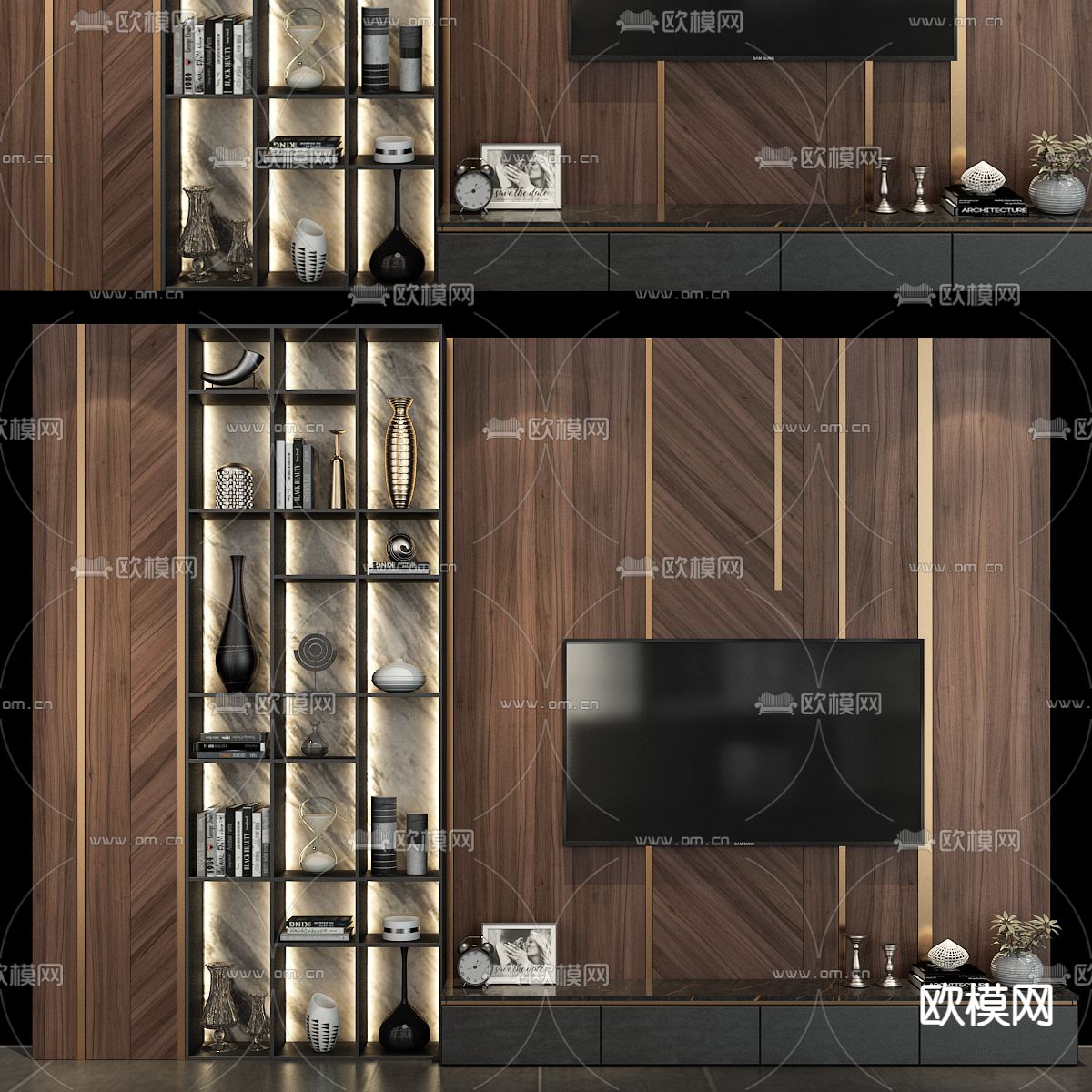 现代电视背景墙3d模型