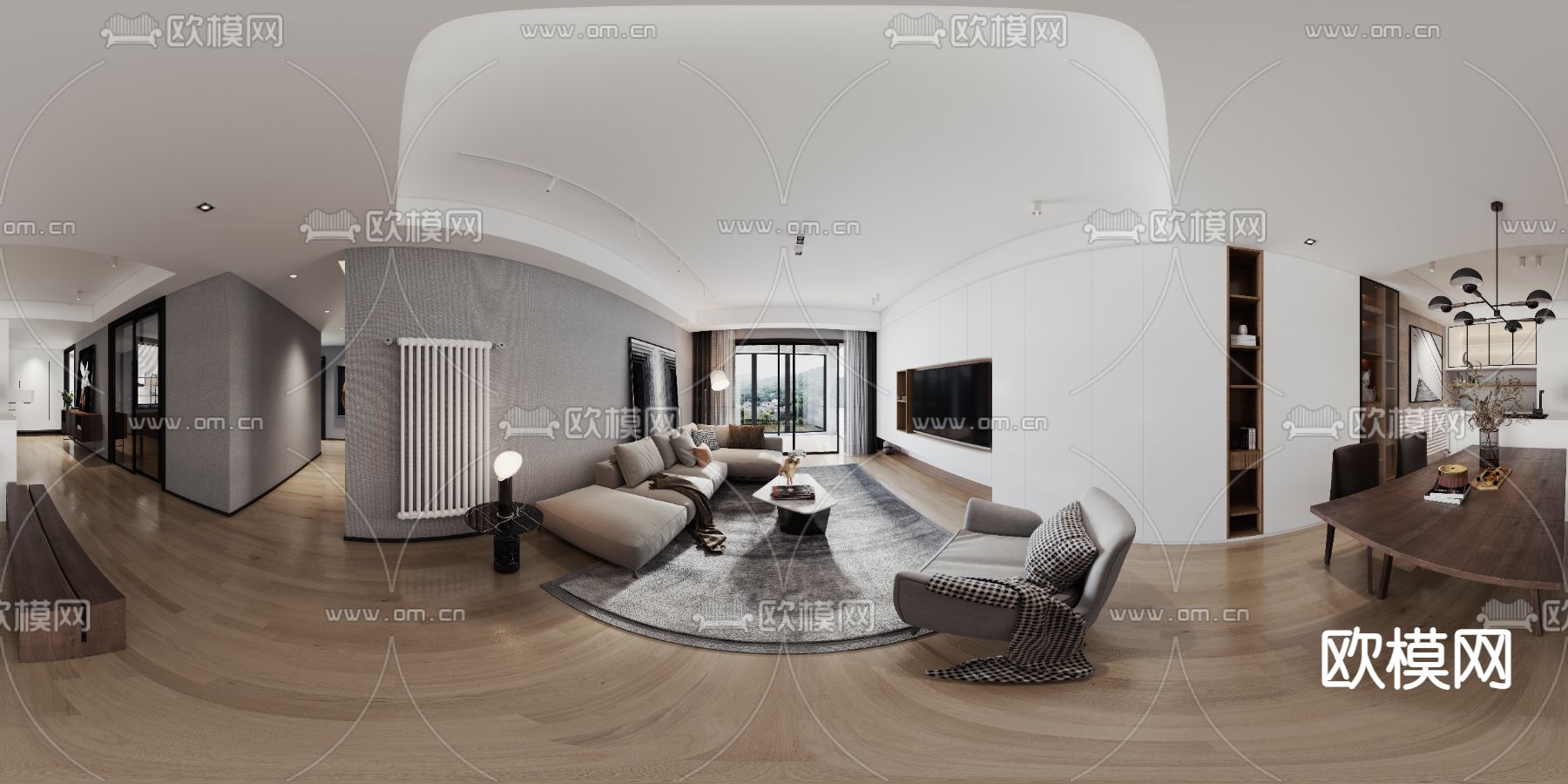 现代简约客餐厅cr全景3d模型