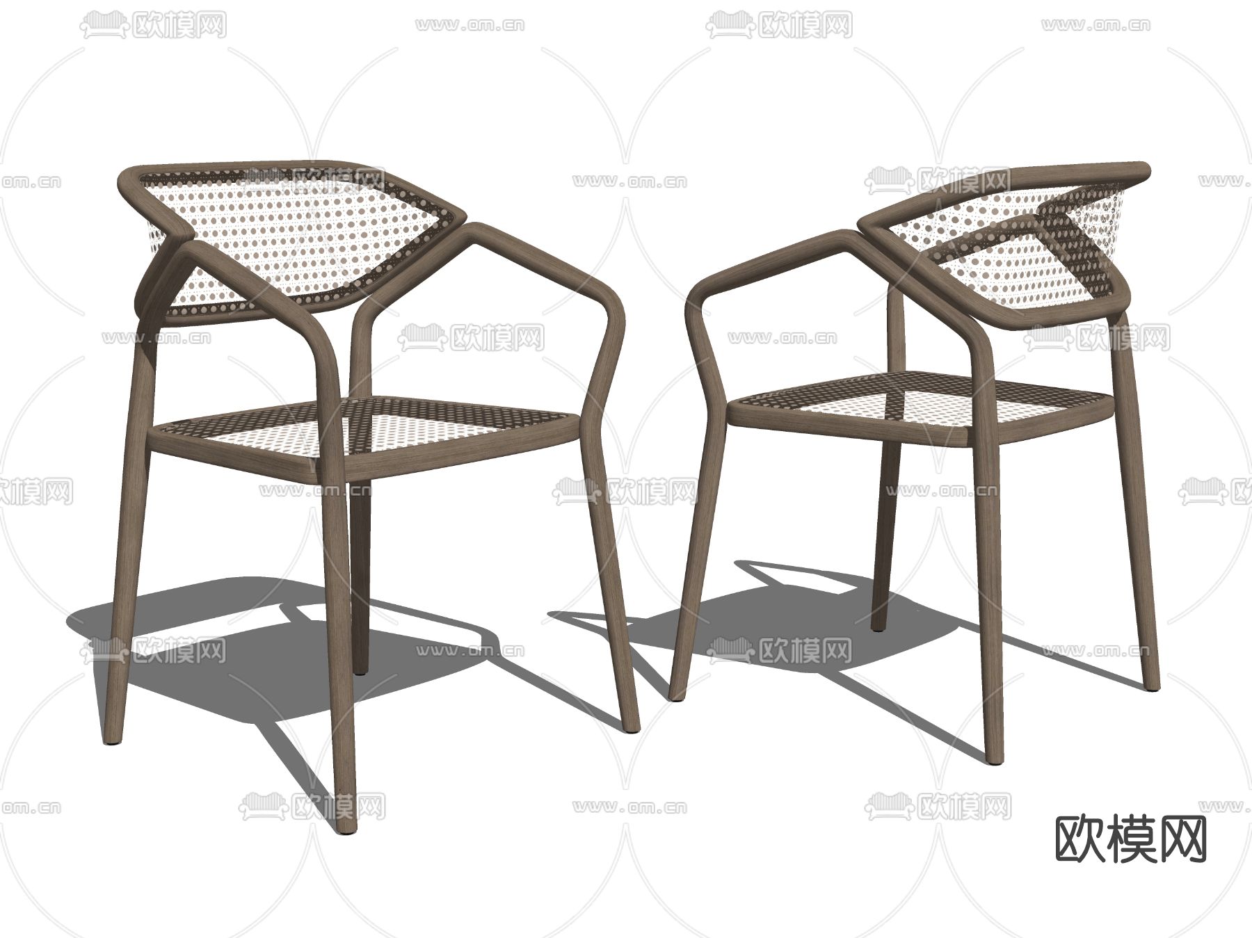 侘寂实木单椅su模型