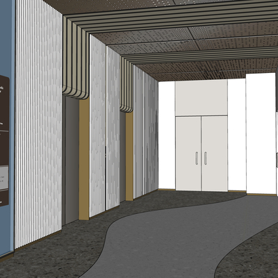  现代电梯间su模型 