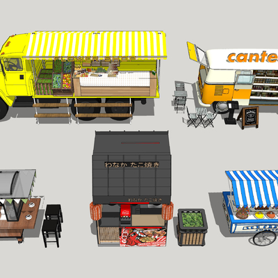  现代移动售卖车su模型 